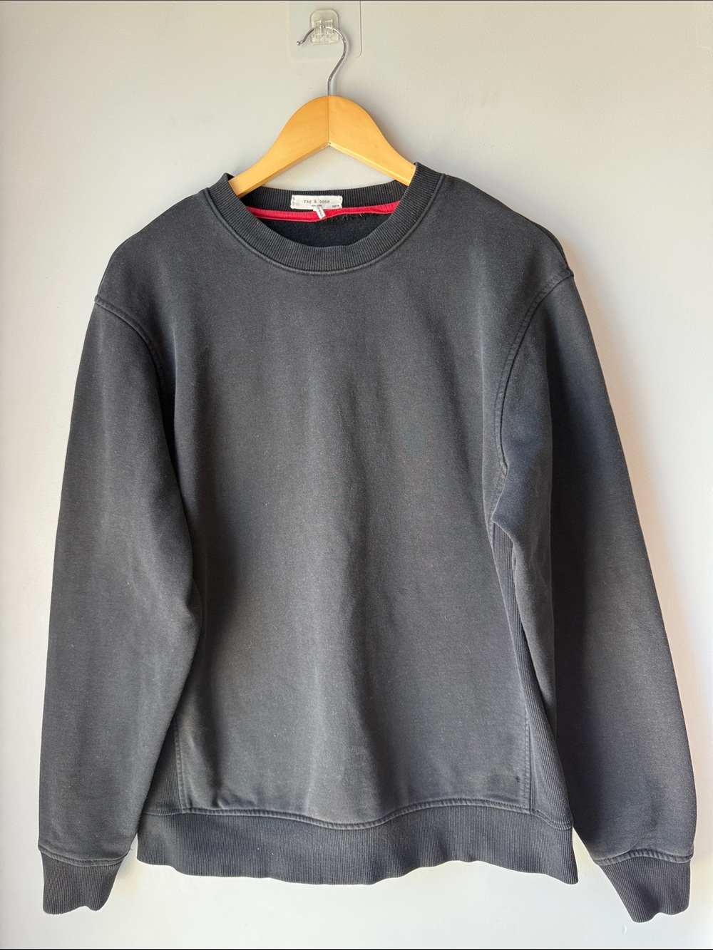 rag & bone Men's Black Crewneck Oversized Sweatshirt
